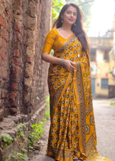 Mustrad ajrakh style saree.